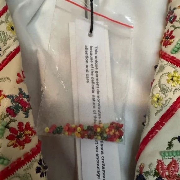 Alice + Olivia Cody Embellished Moto Leather Jacket Floral White - Picture 10 of 11